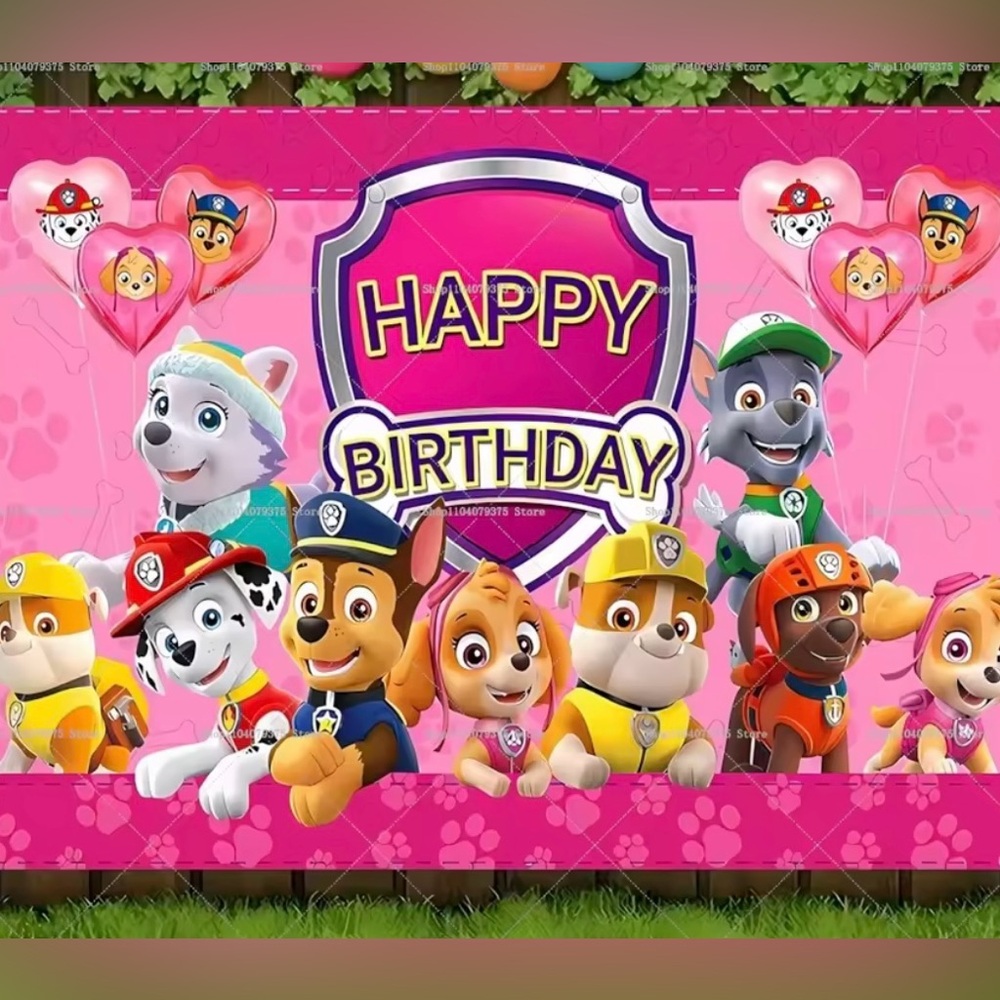 LARGE Paw Patrol Happy Birthday Photo Backdrop